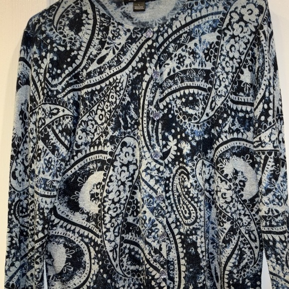 AUGUST SILK..SHADES OF BLUE WITH A DESIGN ON GREY BACKGROUND VISCOE AND SILK - Picture 9 of 12